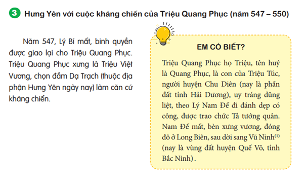 Hưng Yên với cuộc kháng chiến của Triệu Quang Phục (năm 547 - 550)